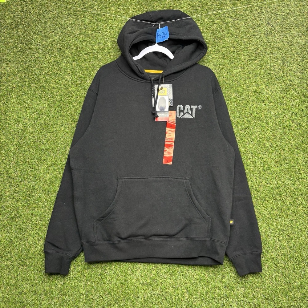 Cat Caterpillar Hoodie Mens Medium Black Sweatshirt Pullover Workwear Heavy NWT